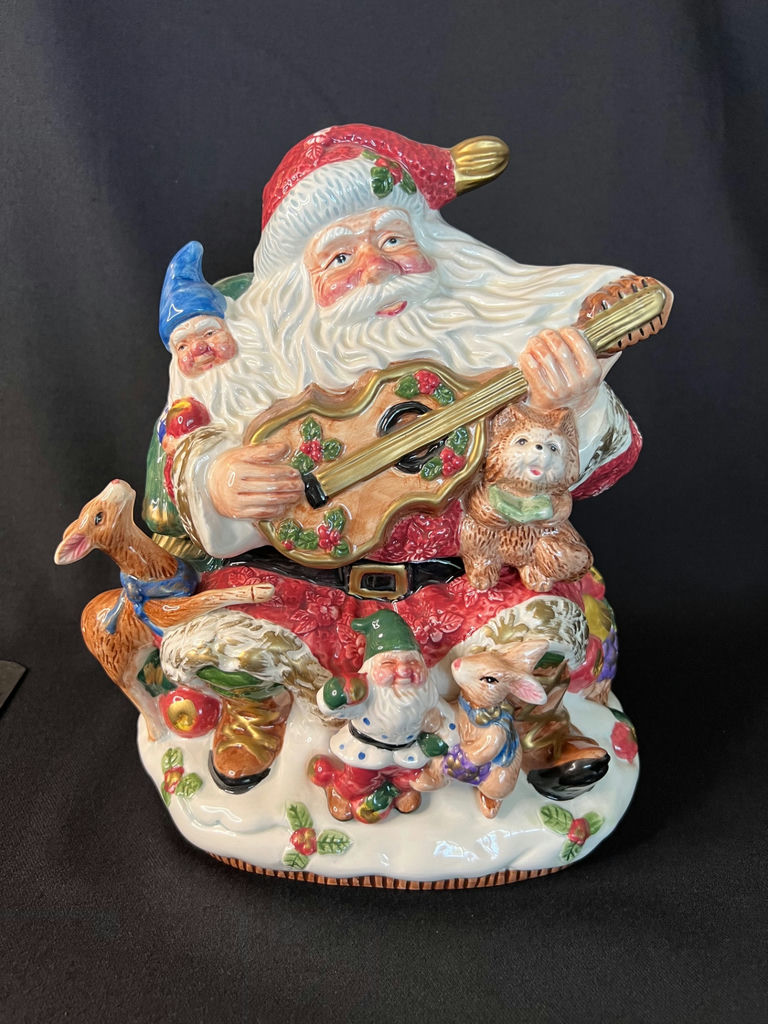 Vintage Santa with Guitar Cookie Jar and ceramic Angel - image 1 of 12