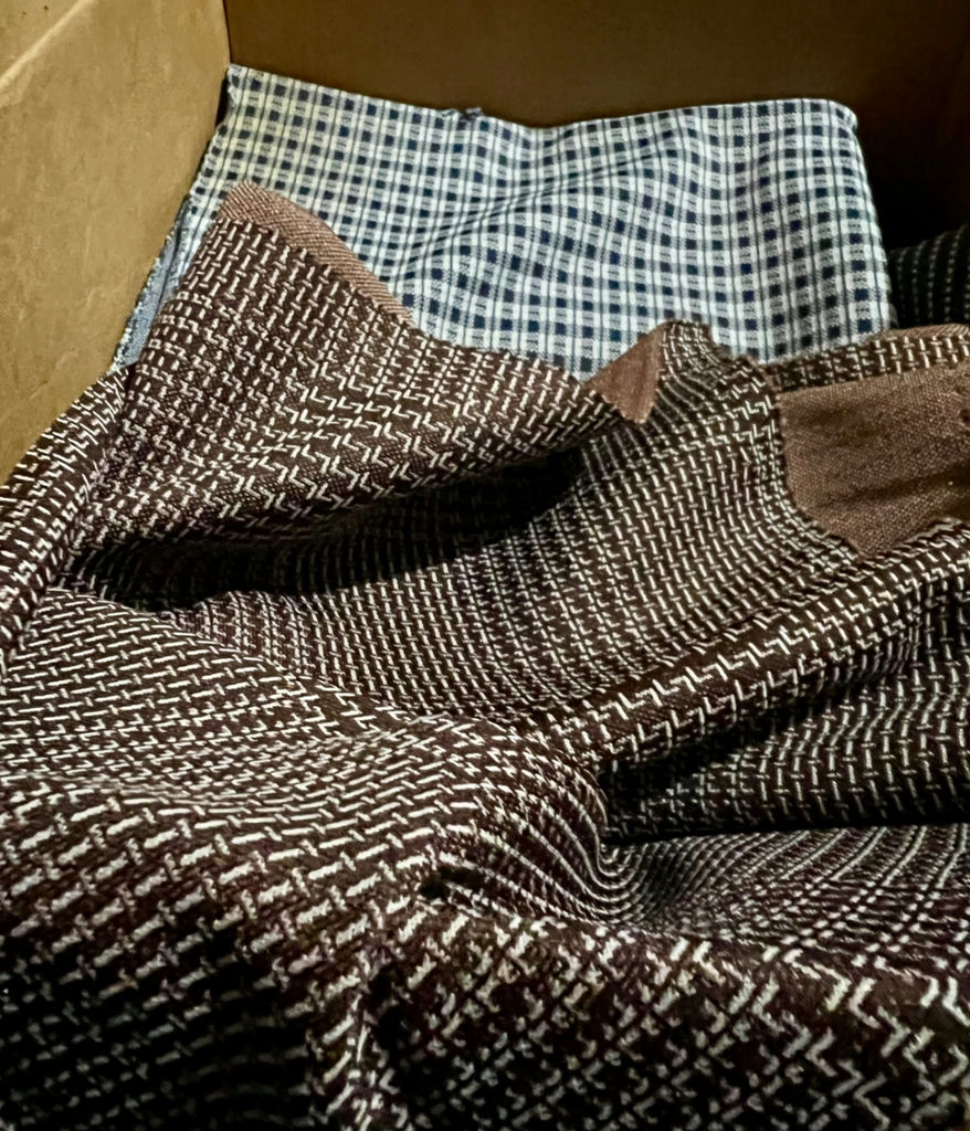 Vintage double knit fabrics: geometric, polka dots, stripes, plaid jacquard - image 11 of 11