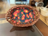 Vintage Woven wicker utensil/napkin holder and vintage wicker basket - thumbnail 2 of 13