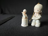 Enesco Precious Moments Purrfect Grandma thimble and Grandpa Ornament; Handmade Vicki Lane bunny figurine - thumbnail 1 of 13