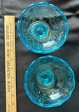 Vintage Opal Aqua Blue glass pedestal compote cups, glasses, and bowls - thumbnail 7 of 9