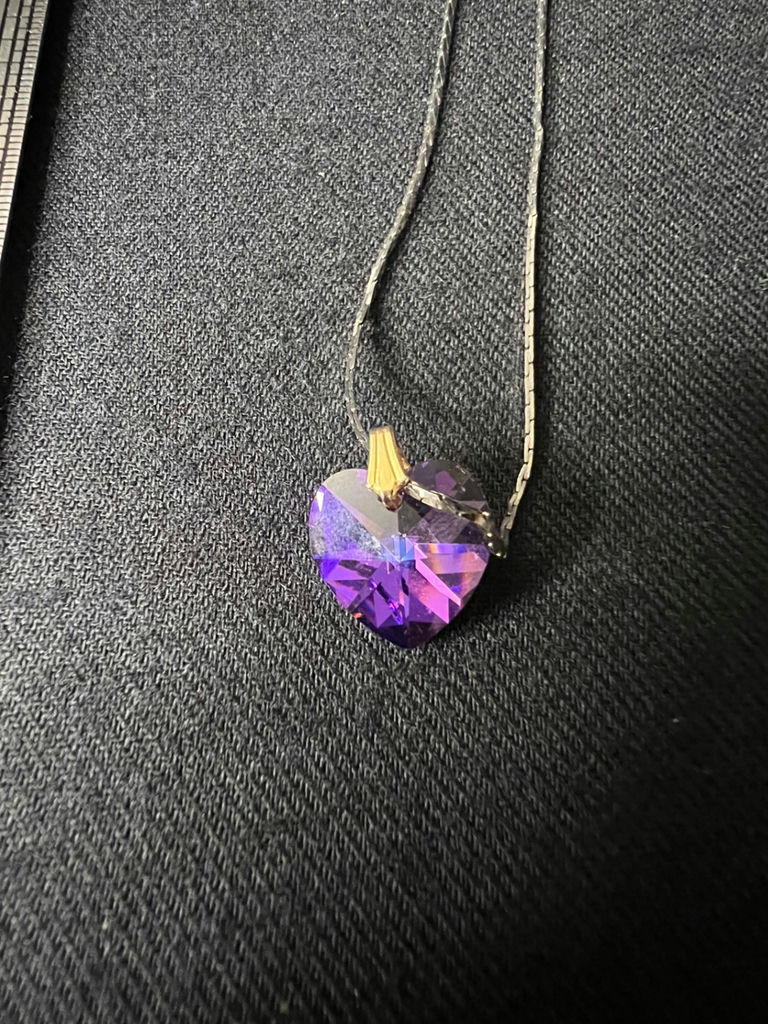 Two-tone pendant necklace set with purple heart and decorative charms - image 3 of 10