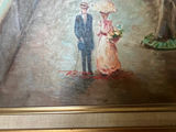 Vintage Parisian waterfront painting in ornate frame - thumbnail 2 of 10