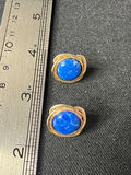 Gold-tone jewelry set featuring blue cabochon earrings and starfish earrings - thumbnail 2 of 8