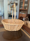 Vintage wicker basket with handle, vintage wicker laundry basket and painted farm tote - thumbnail 19 of 23