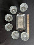 Vintage Diamond-pattern pressed glass cocktail set and glass butter dish - thumbnail 7 of 16