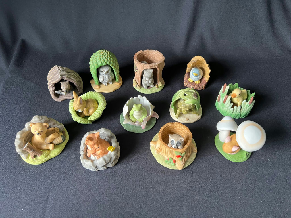 Vintage Franklin Mint "Woodland Surprises" full set of 12 animal figurines - image 1 of 9