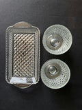 Vintage Diamond-pattern pressed glass cocktail set and glass butter dish - thumbnail 9 of 16