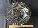 Ribbed Clear Crystal Bowl with Gold Rim, Glass platter, and Metal Steamer Insert - thumbnail 2 of 4