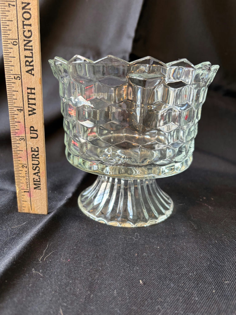 Etched Crystal Glassware: Vase and Pedestal Bowl - image 5 of 6