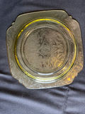 Vintage three-section shell-shaped serving dish with wooden handle, antique creamer pitcher, and embossed glass plate - thumbnail 8 of 8