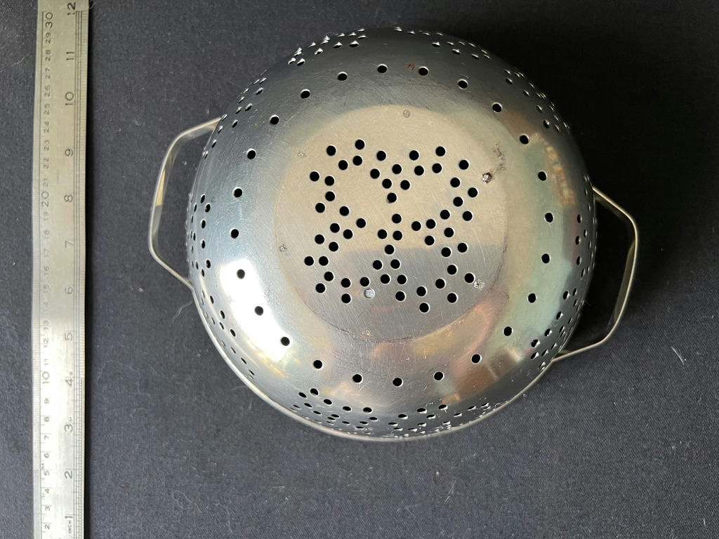 Vintage metal colander and Antique pewter mug - image 2 of 9