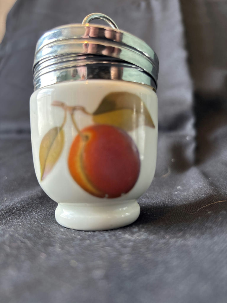 Vintage carafe, hand-painted glass storage jars, and ceramic condiment jars with floral and fruit designs - image 5 of 7