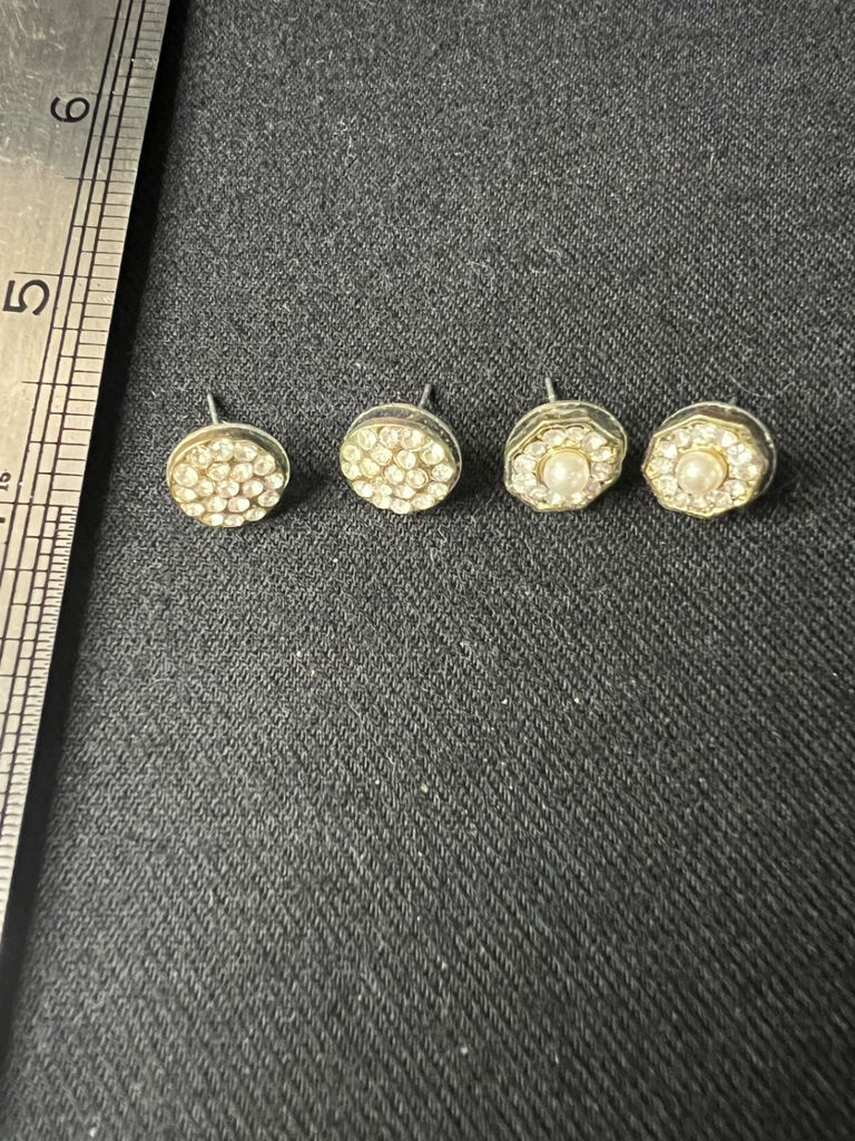 Pearl and Crystal Jewelry Set with Studs, Hoops, and Bracelet - image 1 of 12