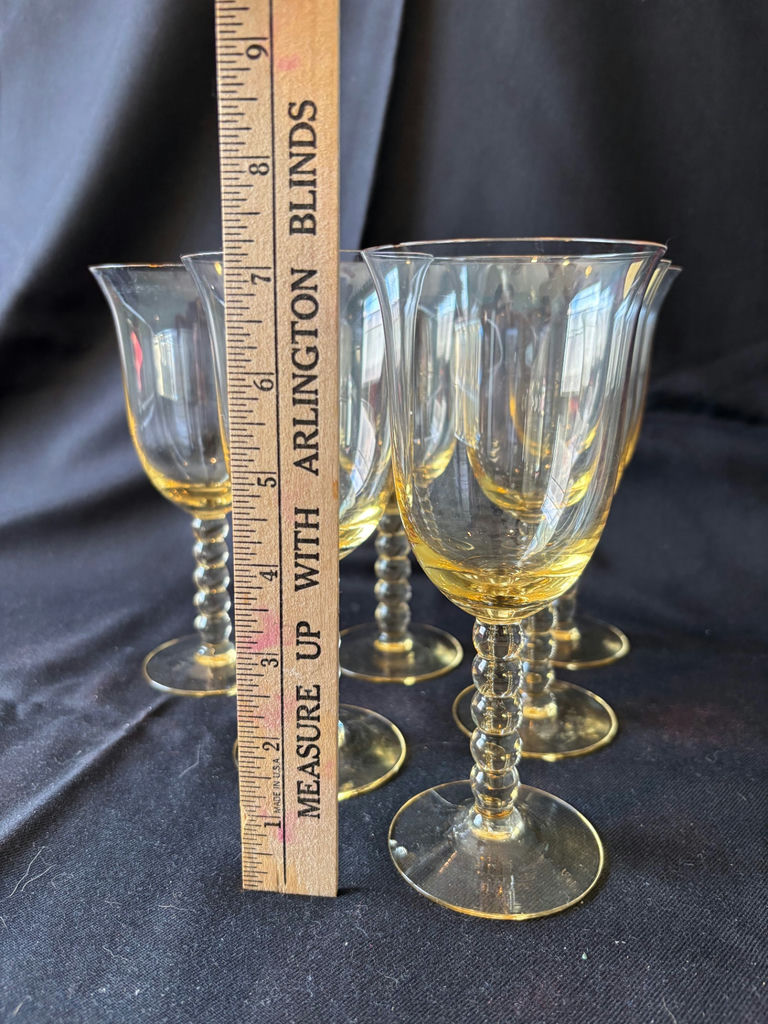 Vintage Amber-tinted stemmed wine and coupe glasses - image 9 of 10