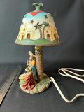 Decorative palm-tree lamp with nativity scene shade and Lenox dolphin figurine - thumbnail 1 of 11