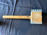 Vintage Red glass goblets, a wooden meat tenderizer, and 2 glass mason containers - thumbnail 10 of 10