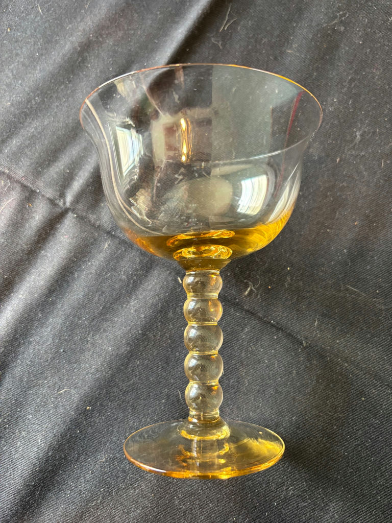 Vintage Amber-tinted stemmed wine and coupe glasses - image 2 of 10