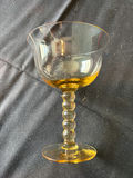 Vintage Amber-tinted stemmed wine and coupe glasses - thumbnail 2 of 10