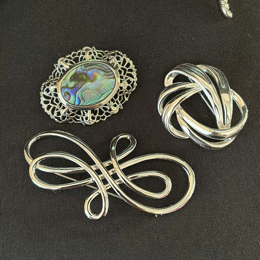 Assortment Of Silver Plated Brooches - image 6 of 12