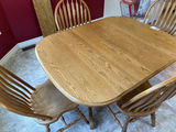 Solid Oak Dinning Table With 3 Leaves & 4 Chairs - thumbnail 10 of 11
