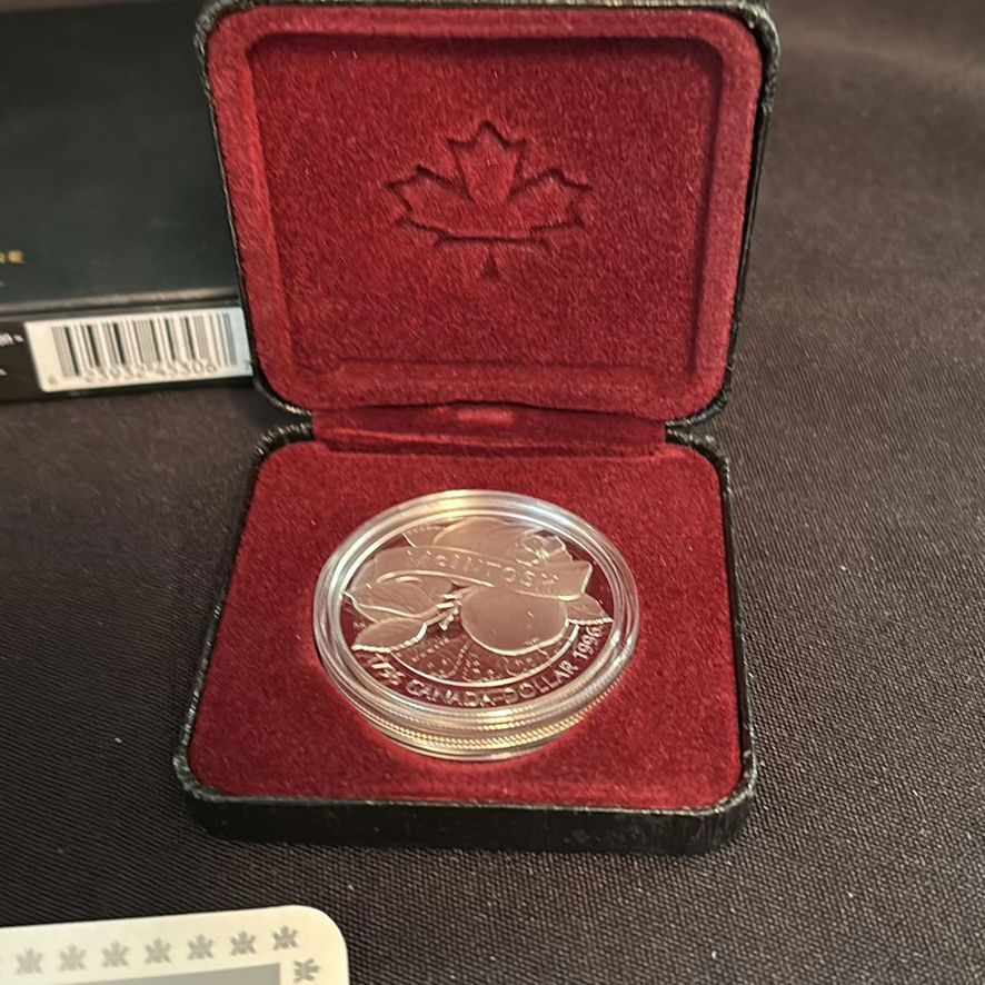 RCM Coins; 2006 Silvery Blue Butterfly and 1996 McIntosh Apple Proof Silver Dollar - image 7 of 10