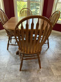 Solid Oak Dinning Table With 3 Leaves & 4 Chairs - thumbnail 3 of 11