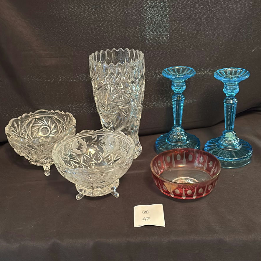 Crystal Vase & Bowls - image 1 of 13
