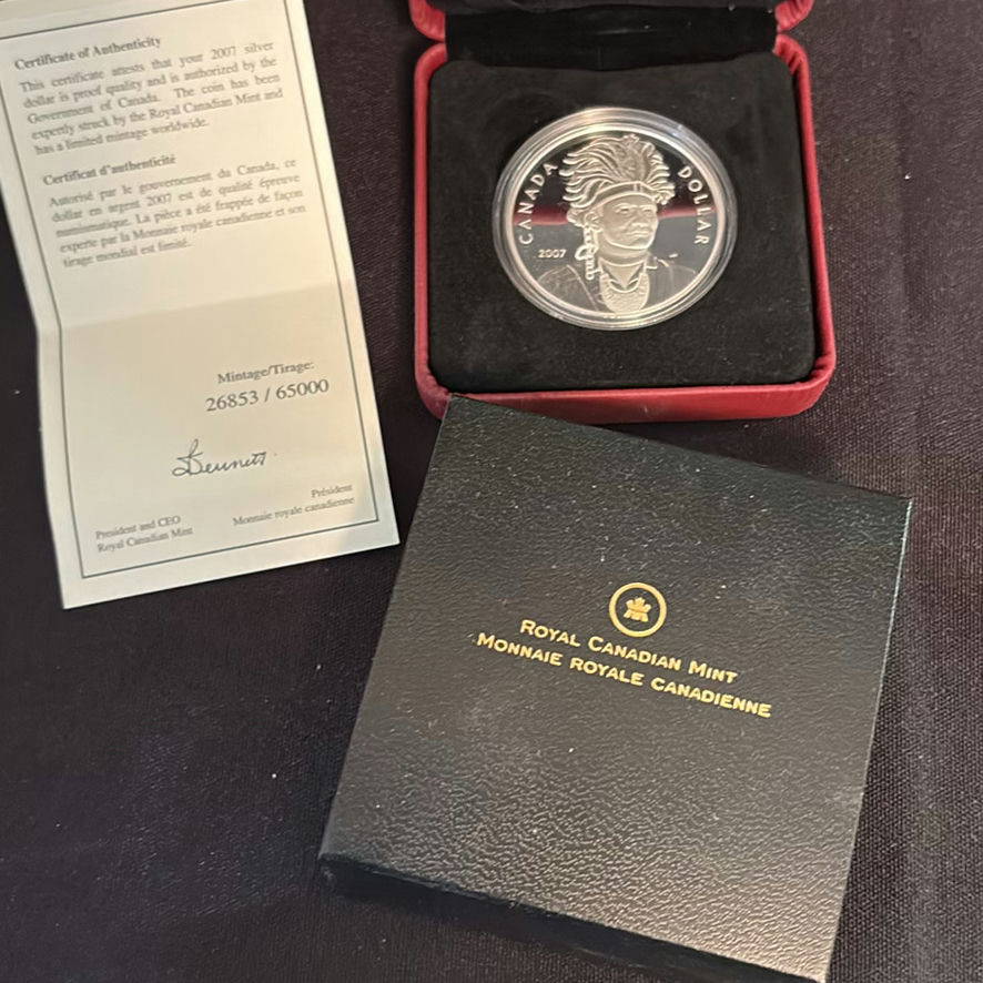 2007 RCM Silver Proof Dollar & 1994 Five Dollar Silver Maple Leaf Coin - image 8 of 9
