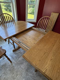 Solid Oak Dinning Table With 3 Leaves & 4 Chairs - thumbnail 7 of 11