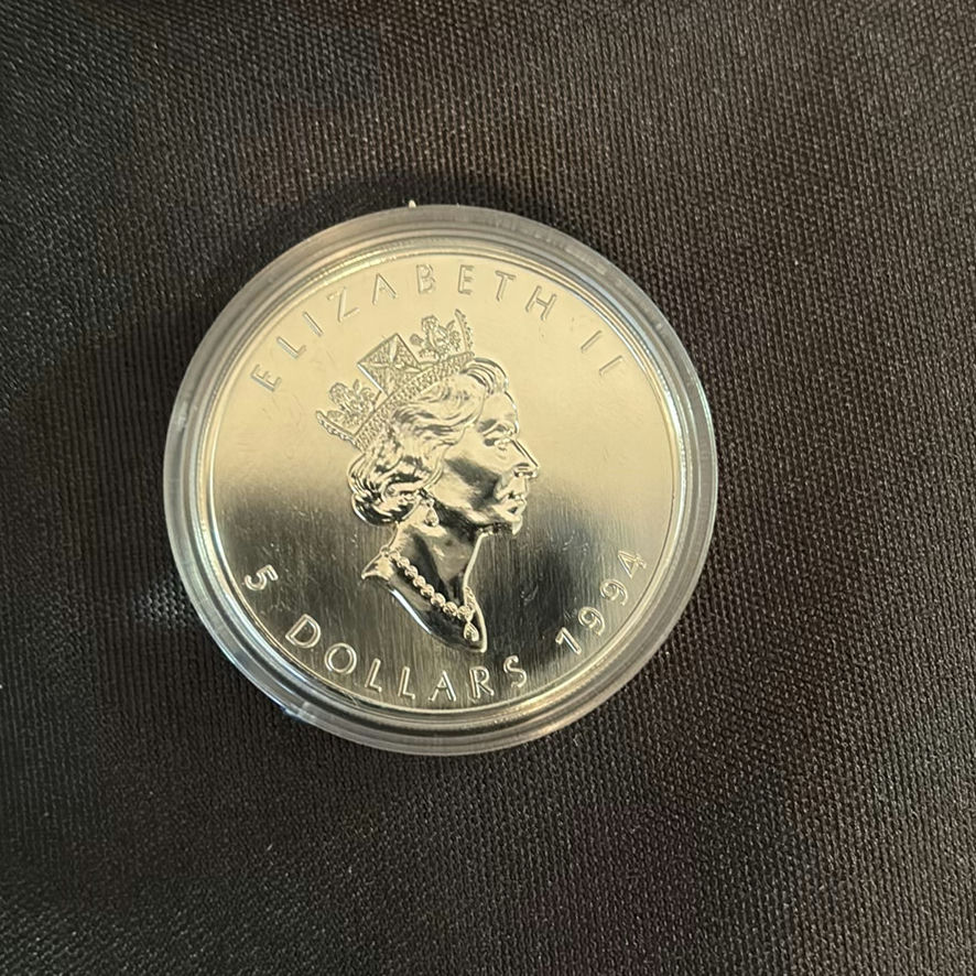 2007 RCM Silver Proof Dollar & 1994 Five Dollar Silver Maple Leaf Coin - image 3 of 9