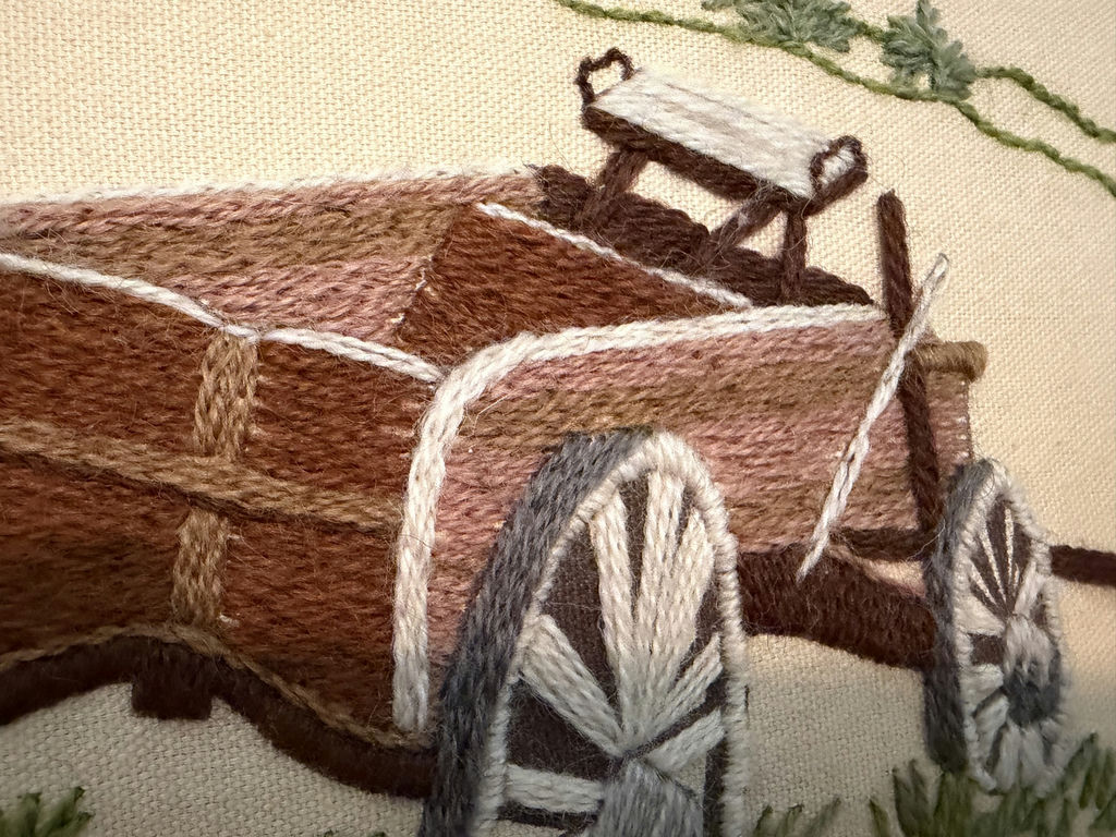 Vintage Wooden Spools & Embroidered Wall Art - image 11 of 13
