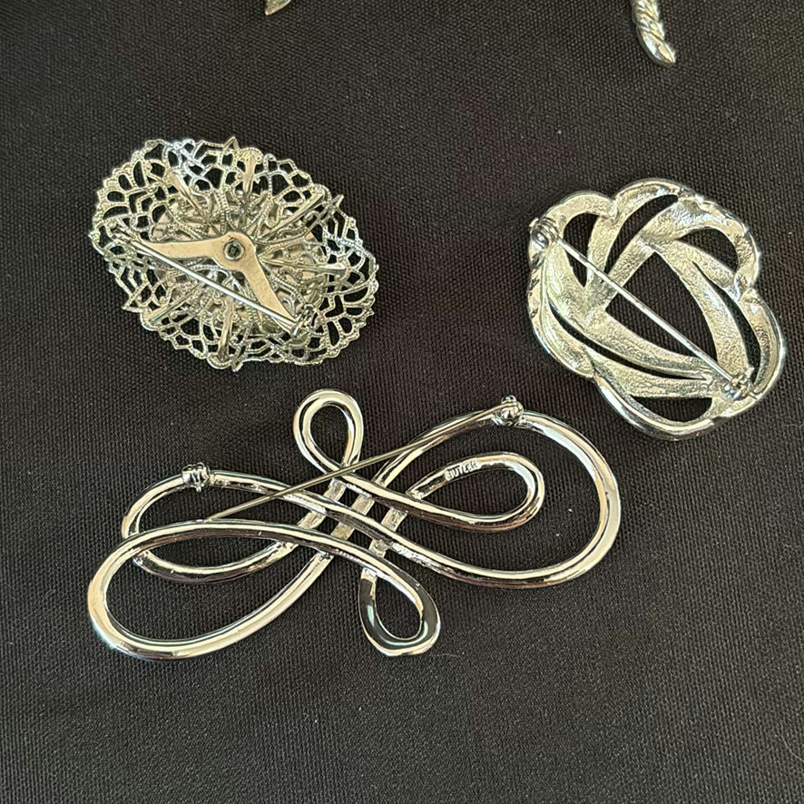 Assortment Of Silver Plated Brooches - image 7 of 12