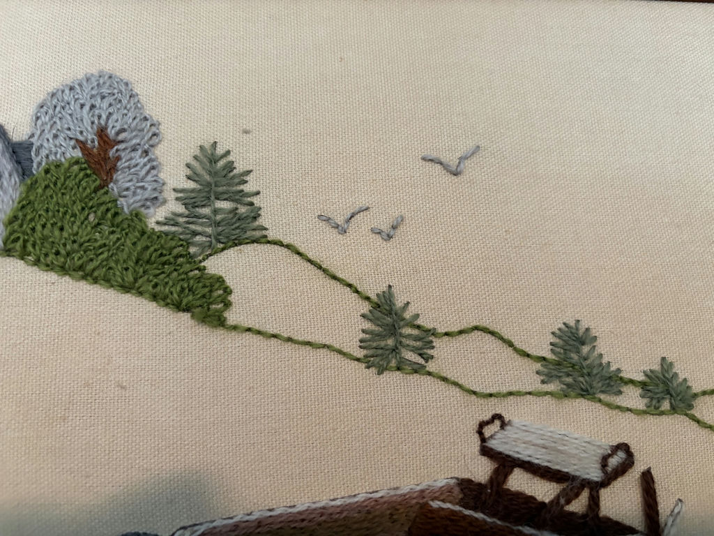 Vintage Wooden Spools & Embroidered Wall Art - image 10 of 13