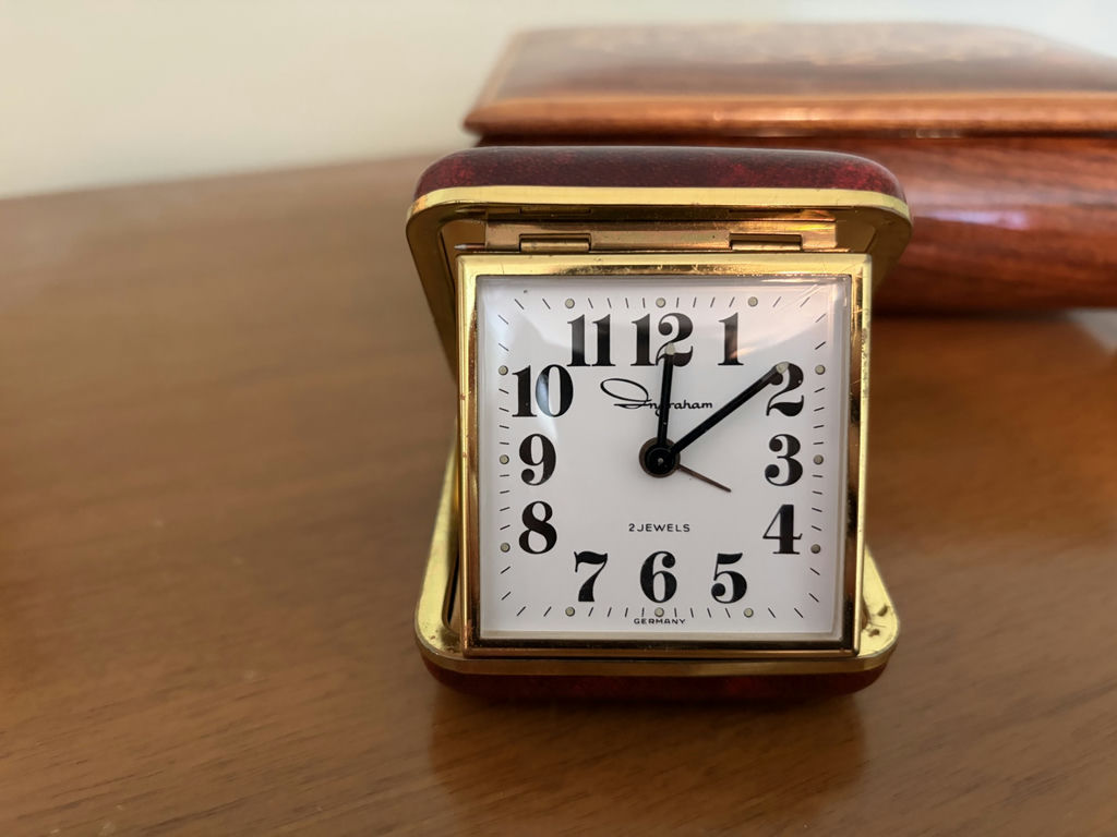 Sorrento Inlaid Wood Musical Jewelry Box & Ingraham Tavel Clock - image 3 of 14