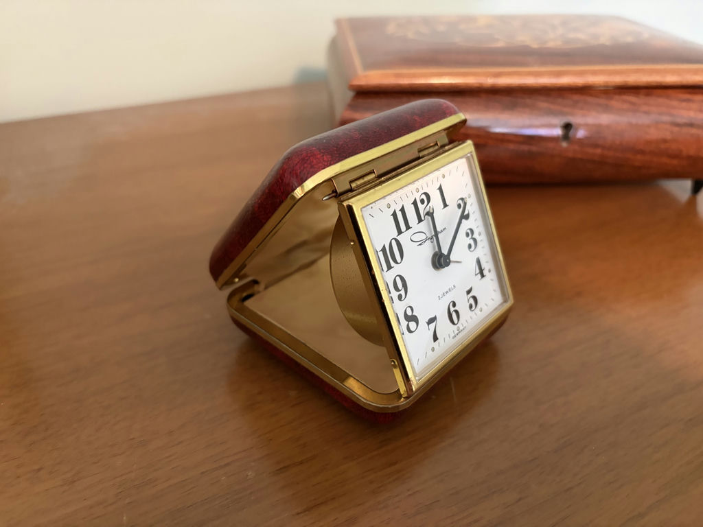 Sorrento Inlaid Wood Musical Jewelry Box & Ingraham Tavel Clock - image 2 of 14