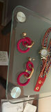 Red Rhinestone Wrap Watch and Pair of Earrings - thumbnail 3 of 4