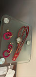Red Rhinestone Wrap Watch and Pair of Earrings - thumbnail 2 of 4