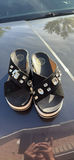 Pair of Black Embellished Platform Slide Sandals - thumbnail 2 of 6
