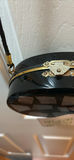 Black Oval Clutch Purse with Shoulder Strap - thumbnail 3 of 4