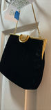 Black Velvet Evening Handbag with Gold Chain Strap - thumbnail 3 of 4
