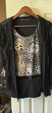 89th & Madison Red Cardigan and Lavena Black Animal Print Top - thumbnail 4 of 7