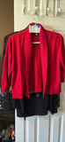 89th & Madison Red Cardigan and Lavena Black Animal Print Top - thumbnail 1 of 7