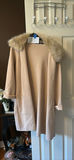 Women's Beige Coat with Faux Fur Collar - thumbnail 1 of 6