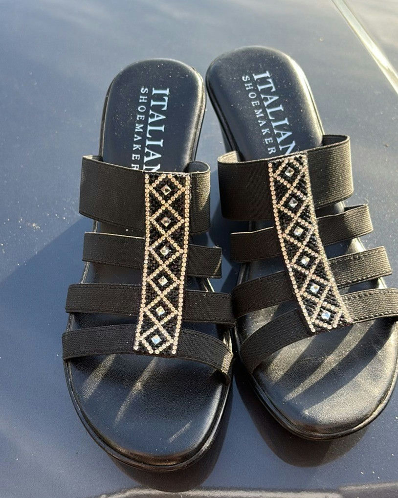 Italian Shoemakers Black Wedge Sandals Size 7 - image 2 of 5