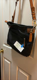 Black Shoulder Bag with Brown Strap - thumbnail 4 of 4
