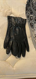 Black Leather Gloves and Patterned Sheer Scarf - thumbnail 2 of 3