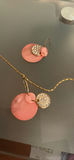 Pink Drop Earrings and Gold-Tone Pendant Necklace - thumbnail 2 of 3