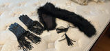 Black Leather Fringe Gloves and Faux Fur Scarf Set - thumbnail 1 of 3