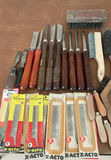 Assorted woodworking chisels and razor saw blades - thumbnail 1 of 3